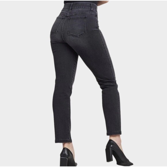 SPANX Jeans Size L Black Washed Pull On Stretch - Picture 2 of 12